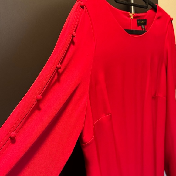 NWOT Elegant Red Shift Dress with Button-Detail Sleeves by Donna Karan Size 14 - Picture 8 of 8